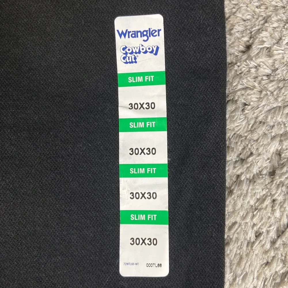 Wrangler Cowboy Cut Jeans Men 30x30 Black Denim Slim Seat Thigh Rigid Cotton